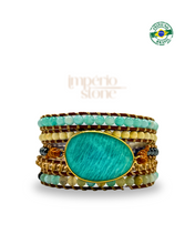 Carregar imagem no visualizador da galeria, Bracelete Amazonita Pedra Central