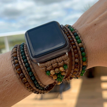 Carregar imagem no visualizador da galeria, Bracelete para AppleWatch Verde com Caramelo - 5 voltas