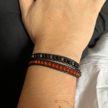 Carregar imagem no visualizador da galeria, Ágata de Fogo com Ônix - Unissex 2 Voltas