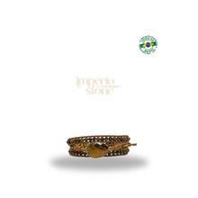 Carregar imagem no visualizador da galeria, Bracelete Olho de Tigre Pedra PEQUENA Central - 3 voltas