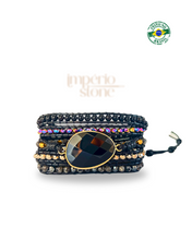 Carregar imagem no visualizador da galeria, OUTLET- Bracelete Proteção Ônix - 5 Voltas