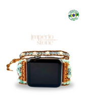 Carregar imagem no visualizador da galeria, Bracelete Amazonitas e Madrepérolas para AppleWatch - 5 voltas