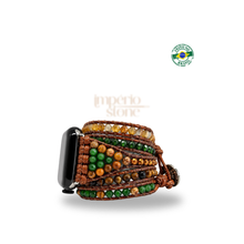 Carregar imagem no visualizador da galeria, Bracelete para AppleWatch Verde com Caramelo - 5 voltas