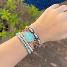 Carregar imagem no visualizador da galeria, Bracelete Amazonita Pedra Central