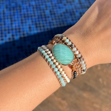 Carregar imagem no visualizador da galeria, Bracelete Amazonita Pedra Central