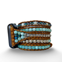 Carregar imagem no visualizador da galeria, Bracelete Amazonitas e Madrepérolas para AppleWatch - 5 voltas