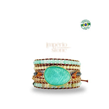 Carregar imagem no visualizador da galeria, Bracelete Amazonita Pedra Central