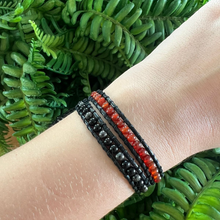 Carregar imagem no visualizador da galeria, Ágata de Fogo com Ônix - Unissex 2 Voltas