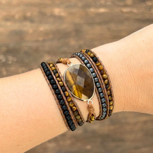 Carregar imagem no visualizador da galeria, Bracelete Força Protetora - Olho de Tigre e Ônix