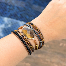 Carregar imagem no visualizador da galeria, Bracelete Força Protetora - Olho de Tigre e Ônix