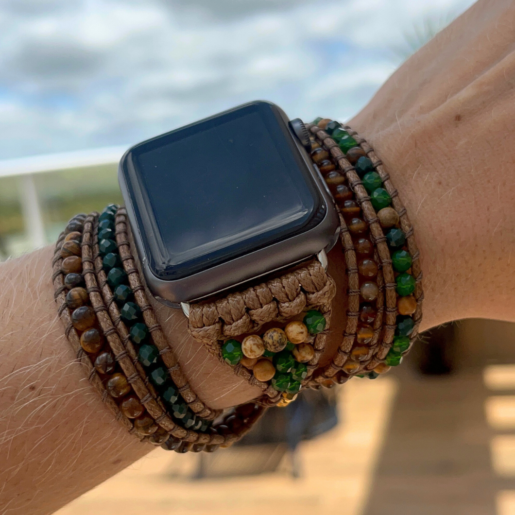 Bracelete para AppleWatch Verde com Caramelo - 5 voltas