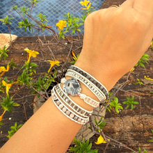 Carregar imagem no visualizador da galeria, Bracelete Drusa + labradorita - PUNHO DE 15 A 18CM
