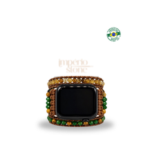 Carregar imagem no visualizador da galeria, Bracelete para AppleWatch Verde com Caramelo - 5 voltas
