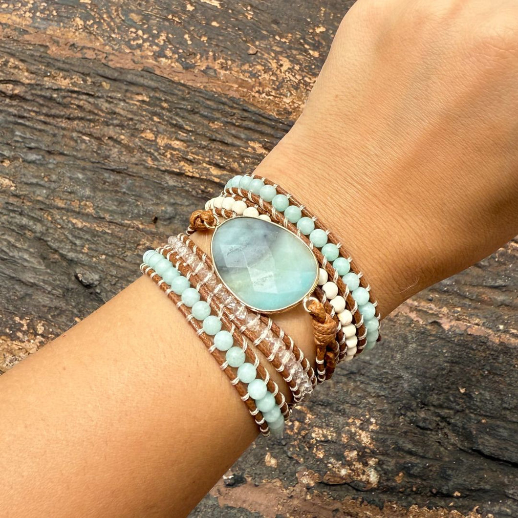 Bracelete Amazonita Natureza - 5 Voltas