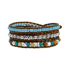 Carregar imagem no visualizador da galeria, OUTLET: Bracelete Azul Mix Pedras - 3 Voltas
