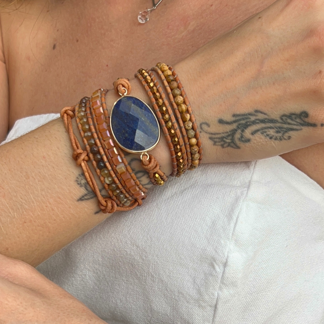 OUTLET: Bracelete Lápis Lazuli Pedra Central