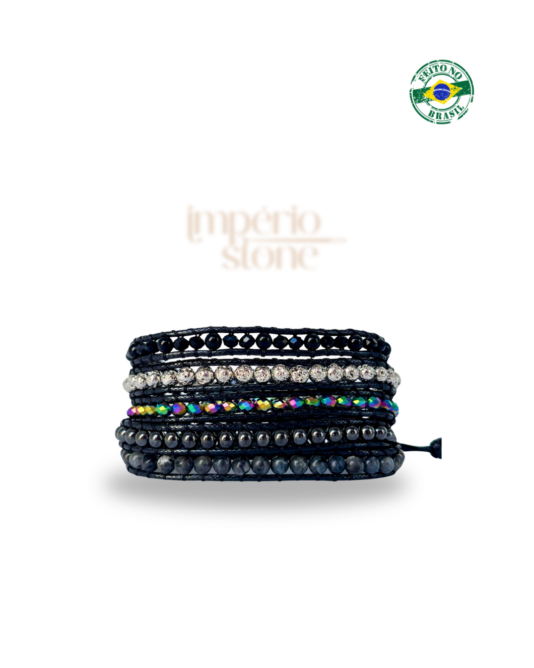 OUTLET: Bracelete Black - Turmalina Negra - 5 Voltas
