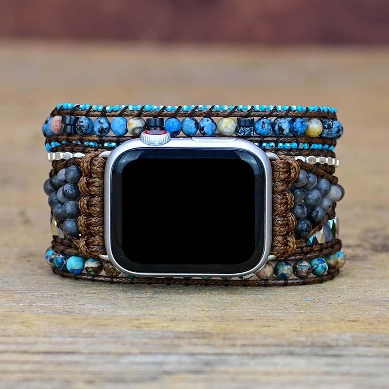 Bracelete Ágata Azul para AppleWatch/SmartWatch (SmartWatch não incluso) - Império Stone