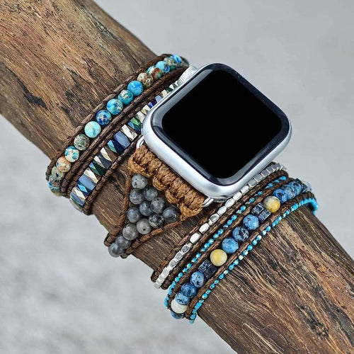 Bracelete Ágata Azul para AppleWatch/SmartWatch (SmartWatch não incluso) - Império Stone